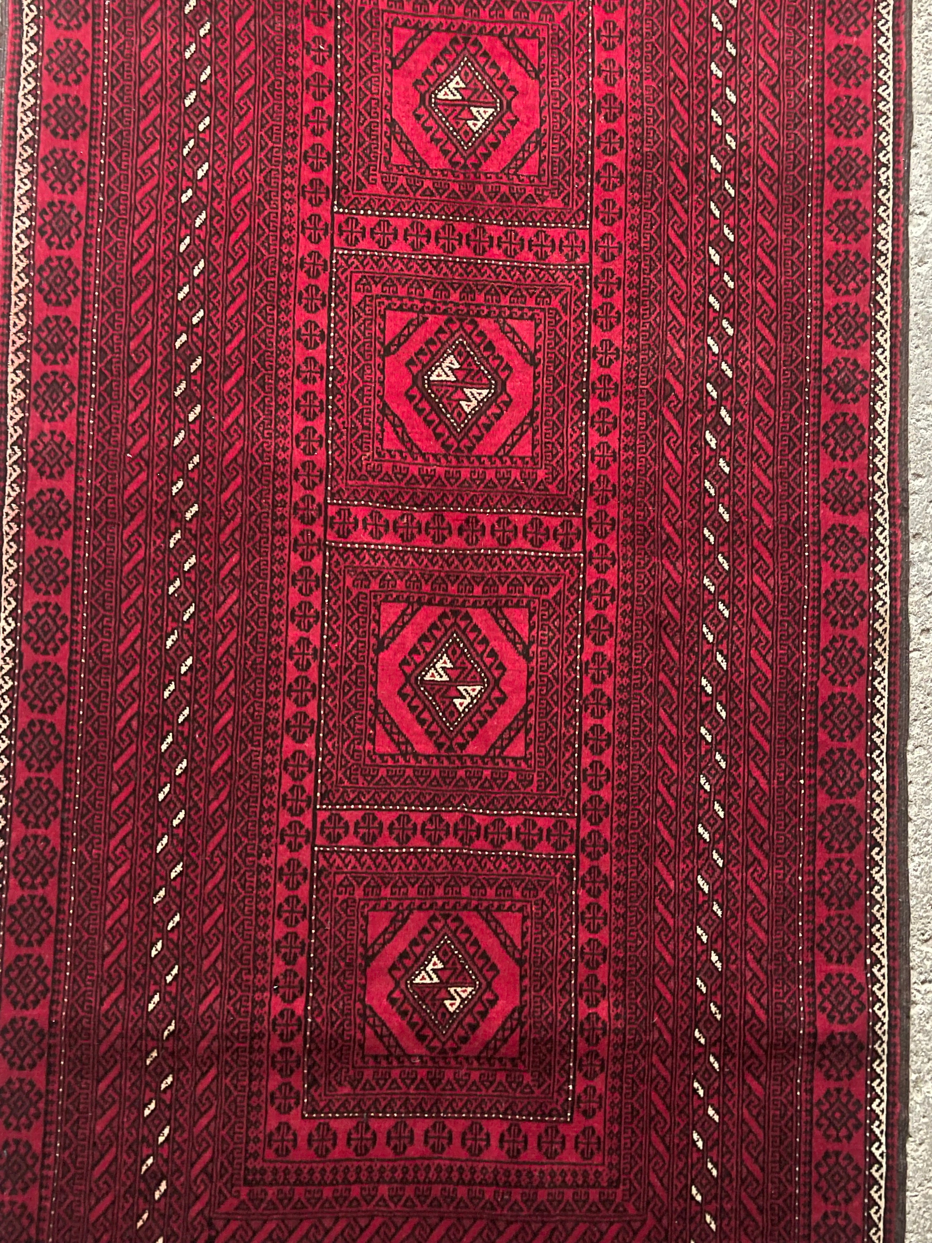 Antique Turkmen Handwoven Rug 150×200 cm – 100% Hand-Spun Wool, Warp & Weft Wool Persian Carpet