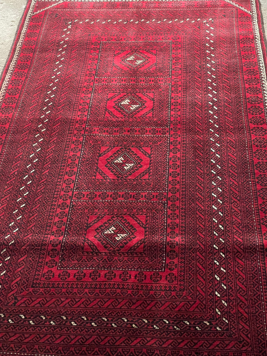 Antique Turkmen Handwoven Rug 150×200 cm – 100% Hand-Spun Wool, Warp & Weft Wool Persian Carpet