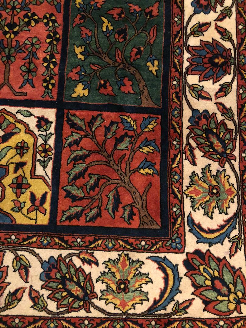 Bakhtiari Rug Handmade | Persian Bakhtiari Carpet Tree Panel Design Wool Rug