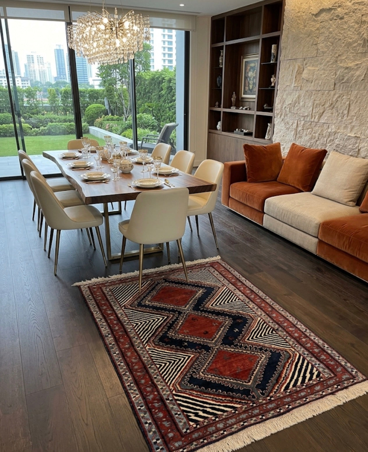 Handwoven Persian Qashqai Tribal Rug