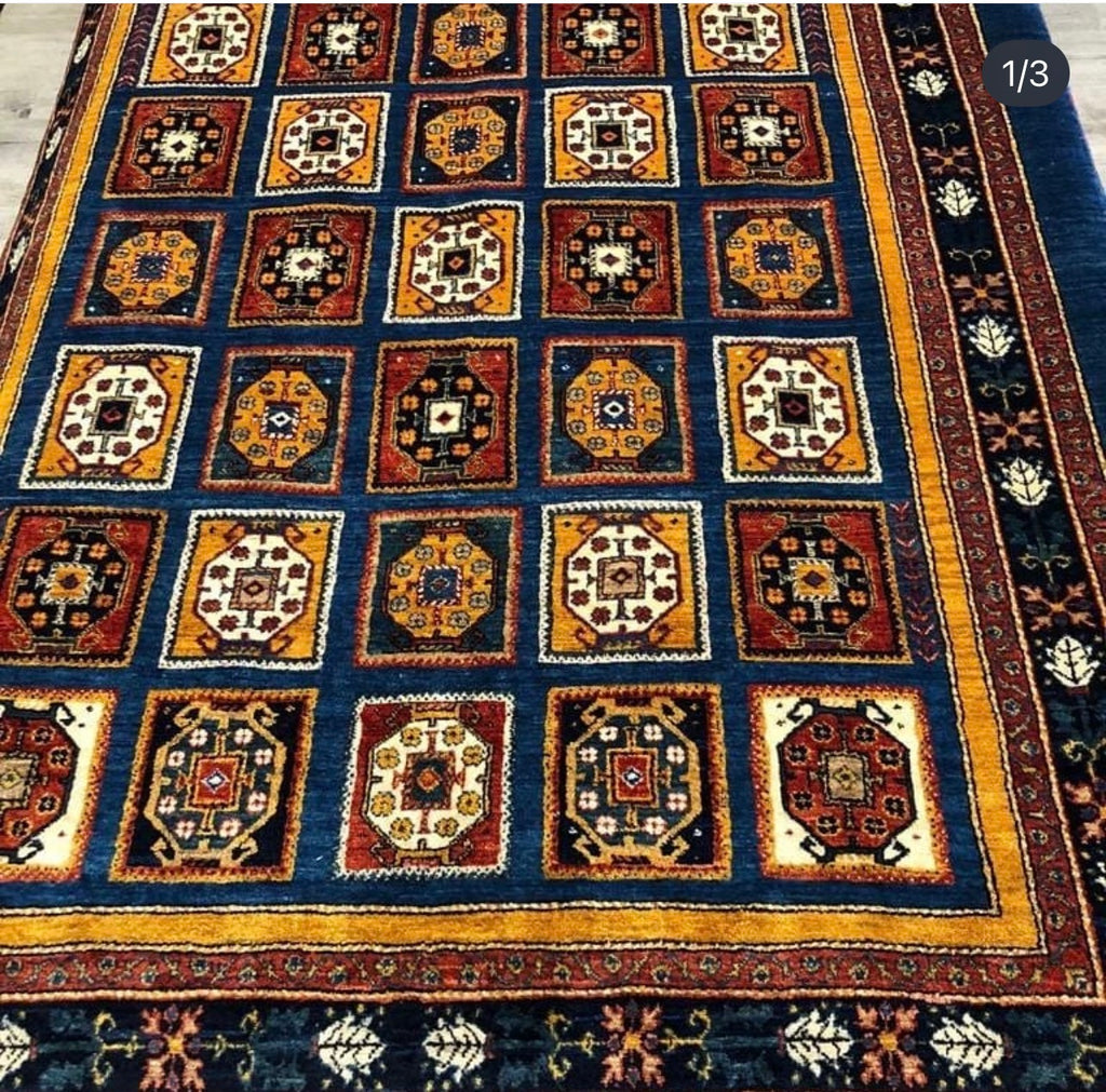 Authentic Qashqai Rug Handwoven with Handspun Wool 

This authentic Qashqai Gabbeh rug is handcrafted using traditional techniques passed down through generations. The wool used in this rug is entirely handspun, meaning it is not processed by industri