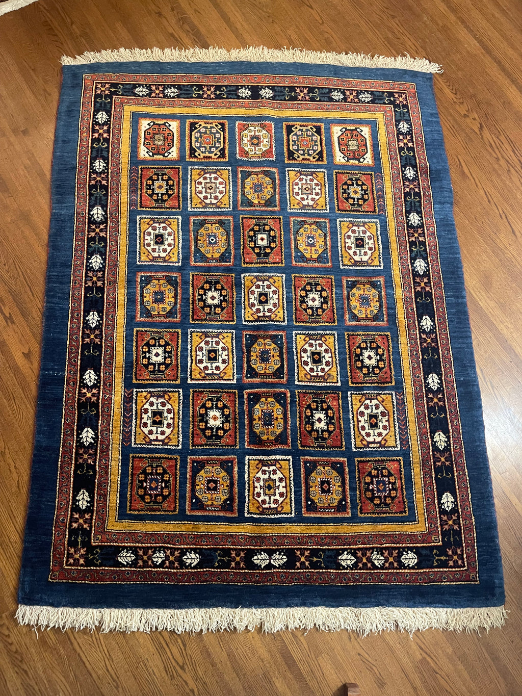 Authentic Qashqai Rug Handwoven with Handspun Wool 

This authentic Qashqai Gabbeh rug is handcrafted using traditional techniques passed down through generations. The wool used in this rug is entirely handspun, meaning it is not processed by industri