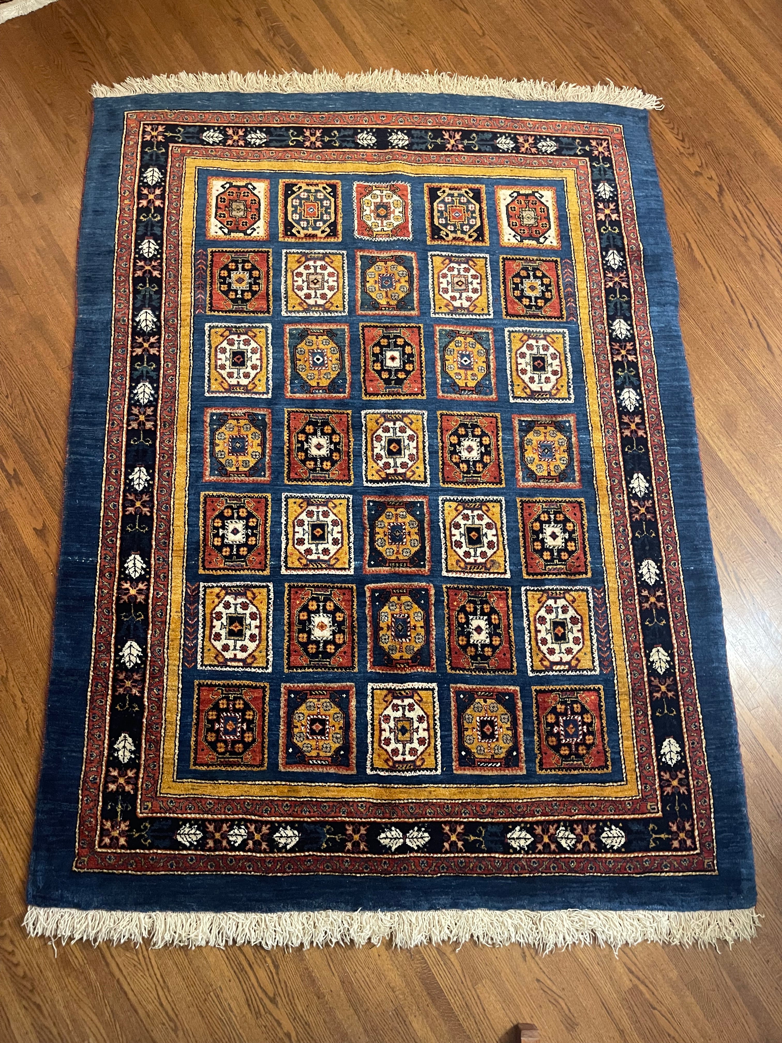 Authentic Qashqai Rug Handwoven with Handspun Wool 

This authentic Qashqai Gabbeh rug is handcrafted using traditional techniques passed down through generations. The wool used in this rug is entirely handspun, meaning it is not processed by industri