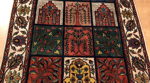 Bakhtiari Rug Handmade | Persian Bakhtiari Carpet Tree Panel Design Wool Rug