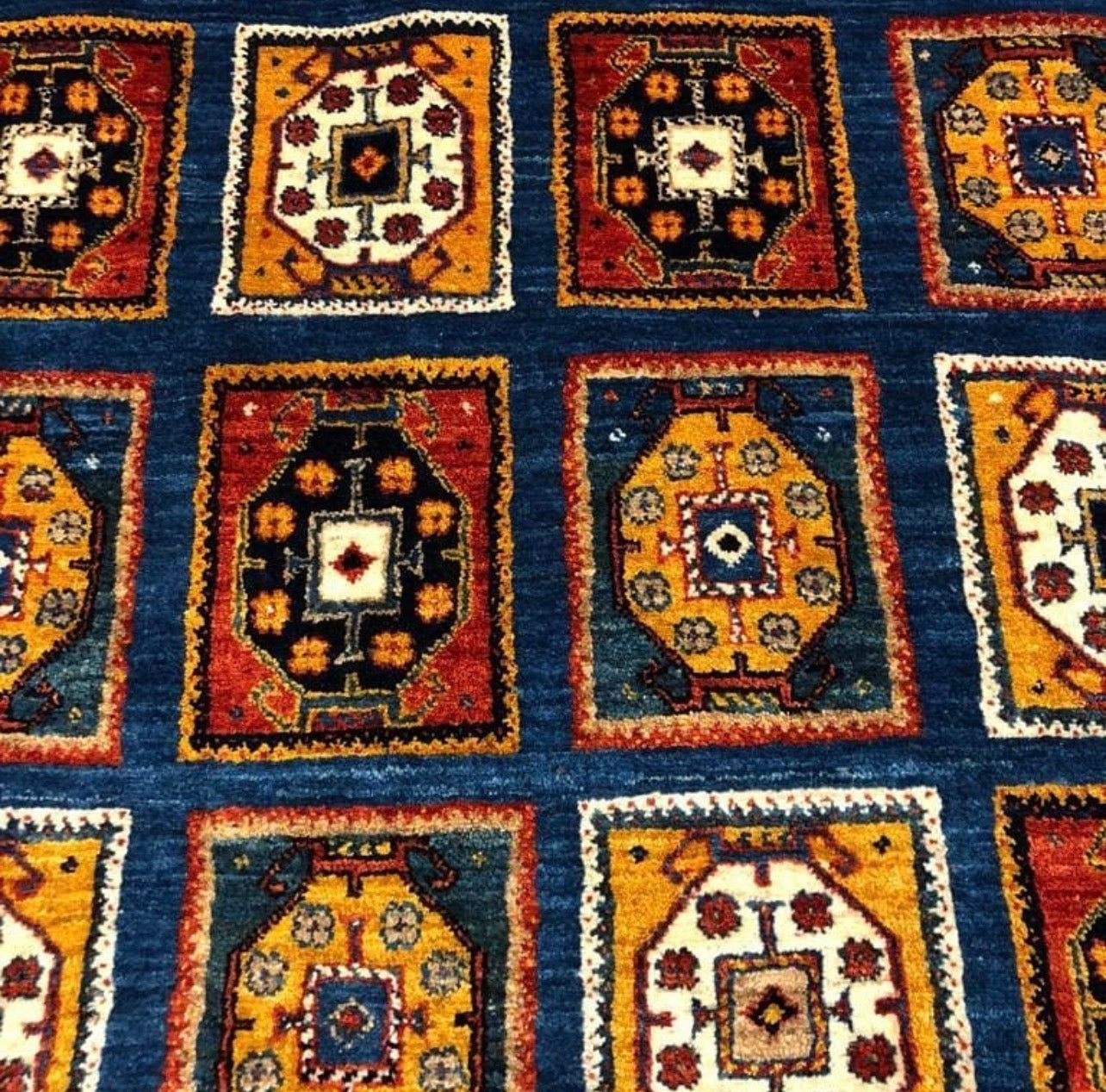 Authentic Qashqai Rug Handwoven with Handspun Wool 

This authentic Qashqai Gabbeh rug is handcrafted using traditional techniques passed down through generations. The wool used in this rug is entirely handspun, meaning it is not processed by industri