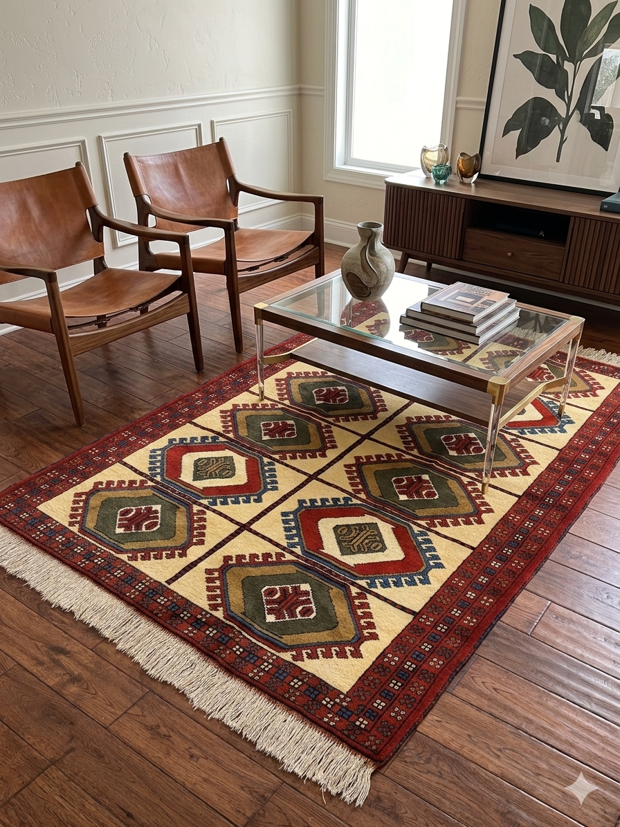 Authentic Persian Khorasan Turkmen Rug – Hand Knotted & Naturally Dyed