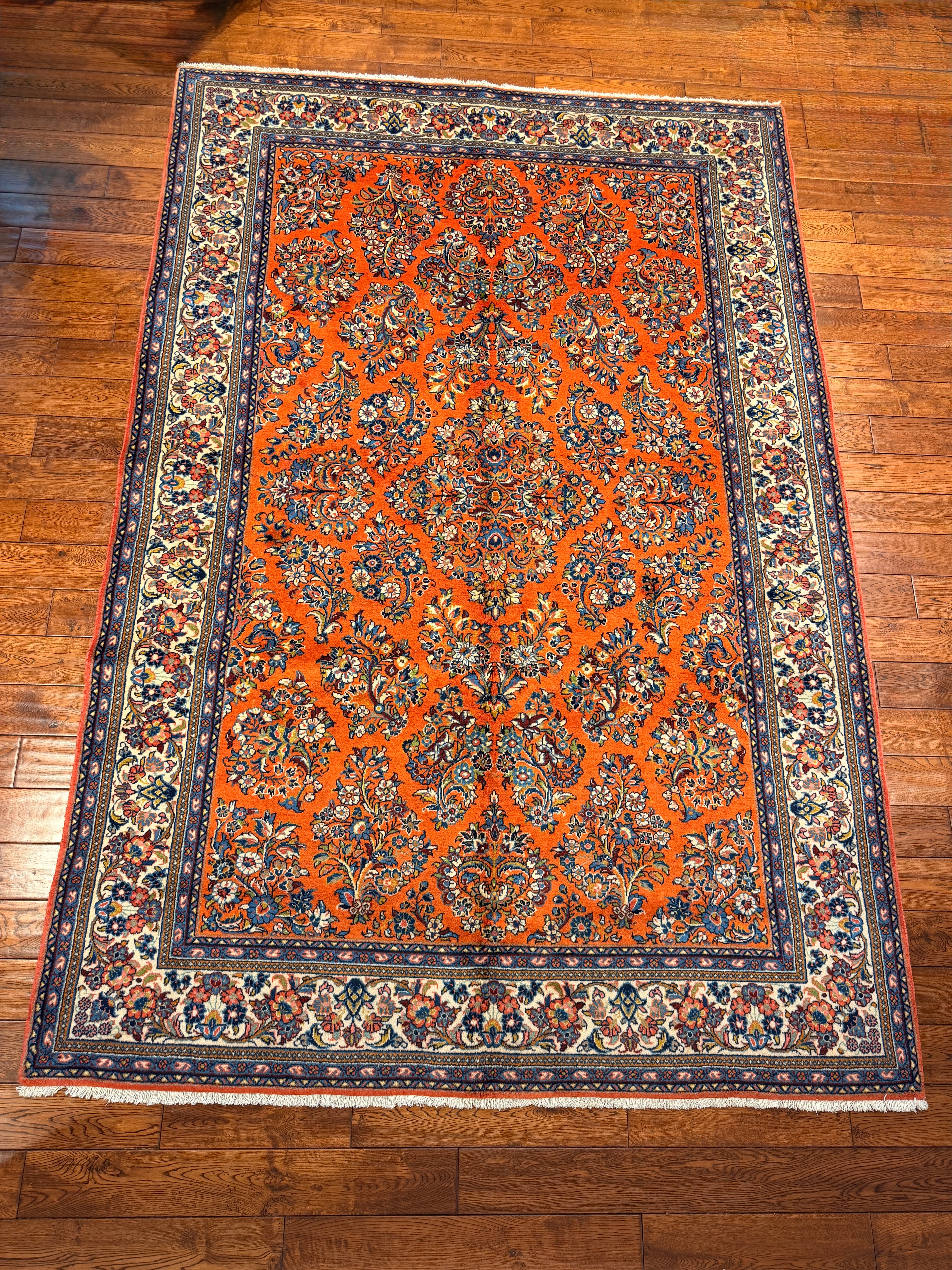 Premium Sarouk Persian Rug - Handmade  Wool &Silk Carpet