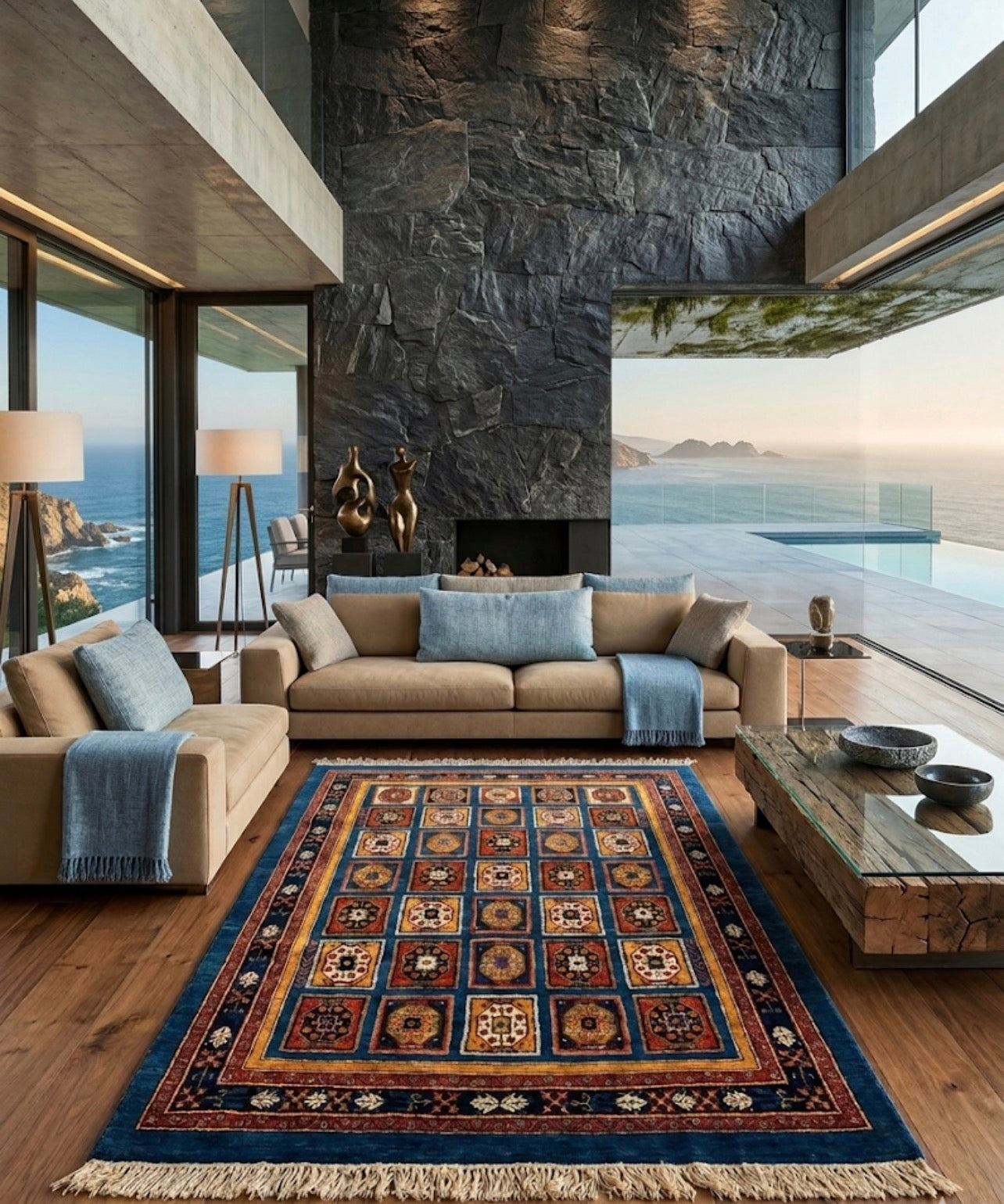 Authentic Qashqai Rug Handwoven with Handspun Wool 

This authentic Qashqai Gabbeh rug is handcrafted using traditional techniques passed down through generations. The wool used in this rug is entirely handspun, meaning it is not processed by industri