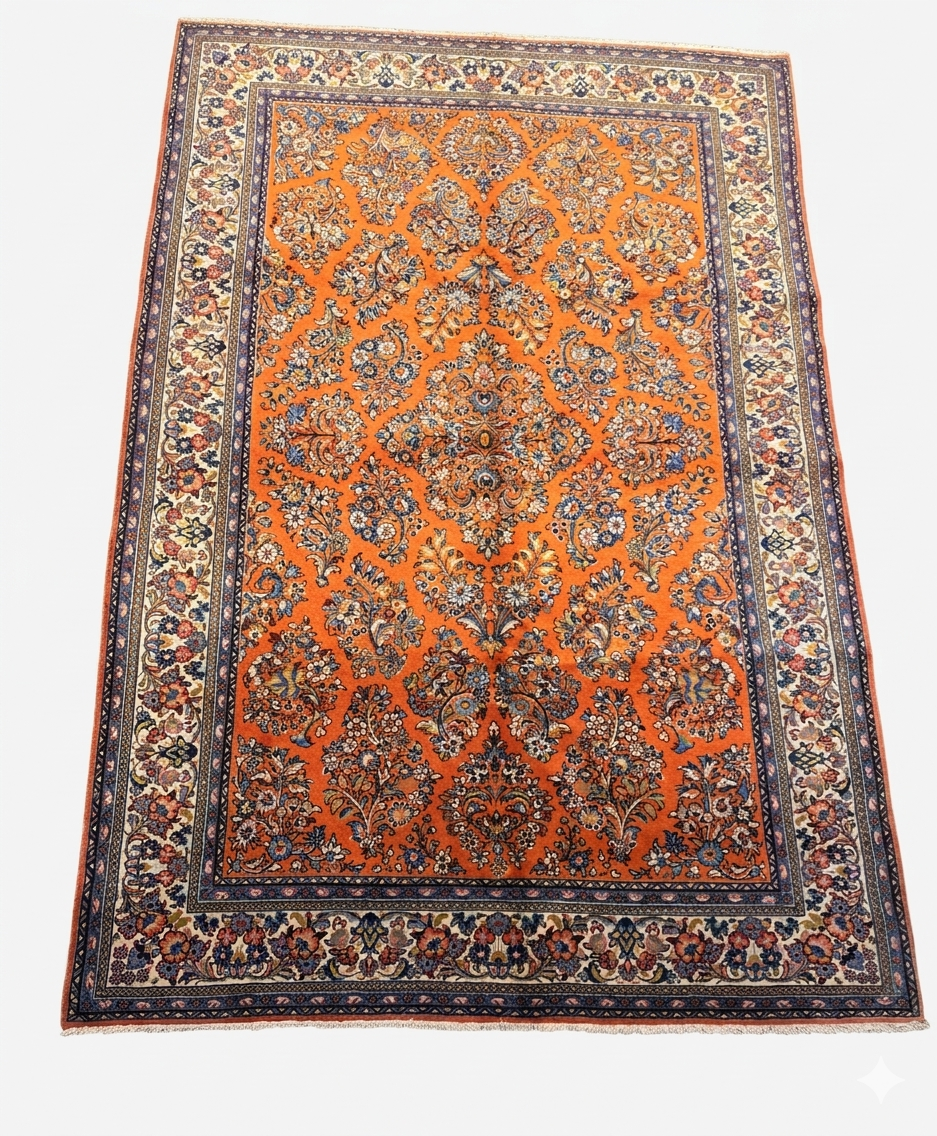 Premium Sarouk Persian Rug - Handmade  Wool &Silk Carpet
