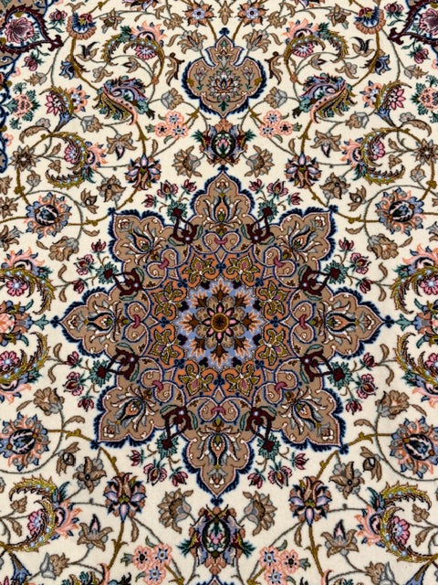 Authentic Isfahan Persian Rug- Hand-Woven Silk& Wool