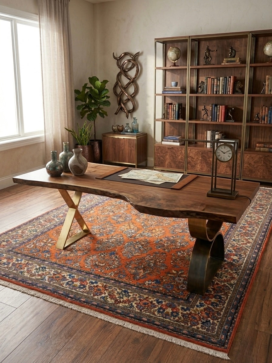 Premium Sarouk Persian Rug - Handmade  Wool &Silk Carpet